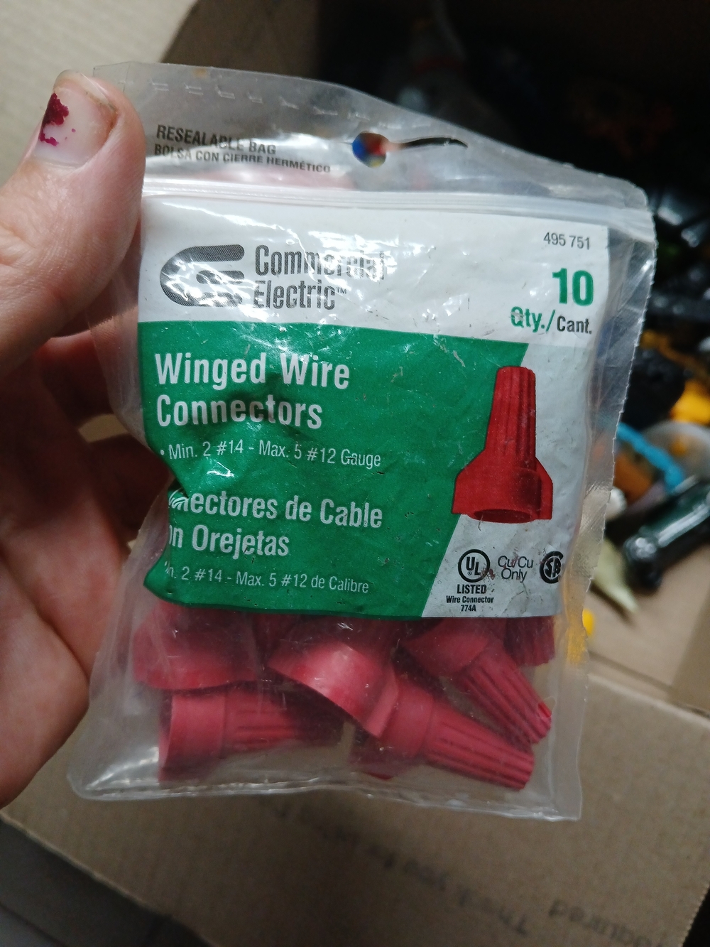 Commercial Electric red winged wire connectors, model 495 751, 10 Pack